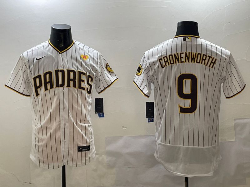 Men San Diego Padres #9 Cronenworth White Stripe Elite 2025 Nike MLB Jersey style 6->san diego padres->MLB Jersey